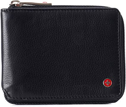 Alpine Swiss Logan Zipper Bifold Wallet For Men or Women RFID Safe