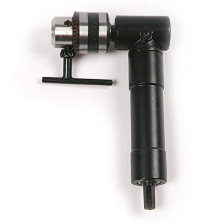 Atoplee Aluminium Right Angle Drill Attachment 90 Degree 1-10mm(1/16-3/8-24UNF) Chuck Drill Key Adaptor Adapter with 6.5mm Chuck Key