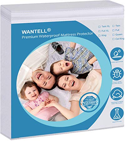 Waterproof Mattress Protector Premium Cotton Mattress Pad Cover Breathable Smooth Soft Cotton Terry Cover Hypoallergenic Noiseless and Vinyl Free Queen Size Fitted Style Fitted 14’’- 18’’ Deep Pocket
