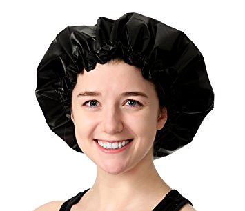 Adjustable Large Shower Cap - The Satin Dream WaterProof ShowerCap By Simply Elegant: The Best in Medium to Long Hair Protection (Patent Pending)