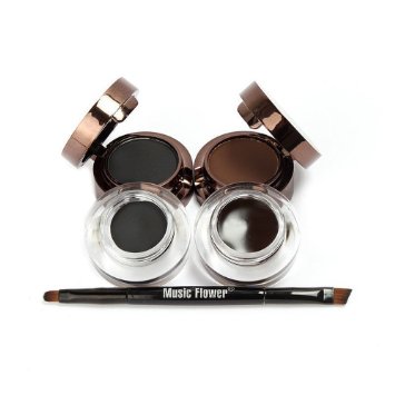 Ucanbe Cosmetics 4 in 1 Brown Black Gel Eyeliner and Eyebrow Powder Water-proof Eye Makeup Cosmetic Set