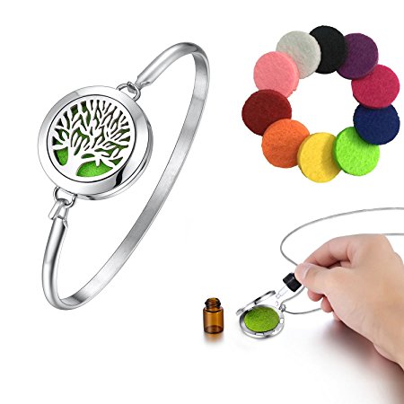 NovScent EO Aromatherapy Bracelet 316L Steel Material with Felt Pads (Tree of Life)