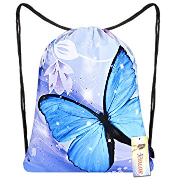 ICOLOR Sackpack , Drawstring Backpacks,Stylish Multipurpose Nylon Drawstring Bags or Gym Bags for Girls,Colorful Teen Dance Bag, Lightweight Gym Bag for Women Cycling Hiking Travel,Durable Team Training Gymsack