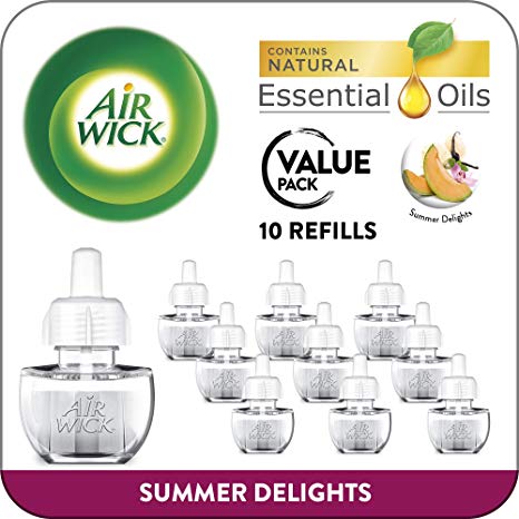 Air Wick Plug in Scented Oil 10 Refills, Summer Delights, Eco Friendly, Essential Oils, Air Freshener