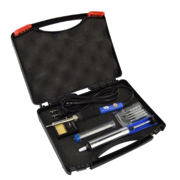 6-in-1 Electric Soldering Iron Kit with Cleaning Sponge, SOAIY 60W Adjustable Temperature Welding Soldering Iron with Tool Carry Case,5pcs Different Soldering Tips,Desoldering Pump, Solder Wire,Stand