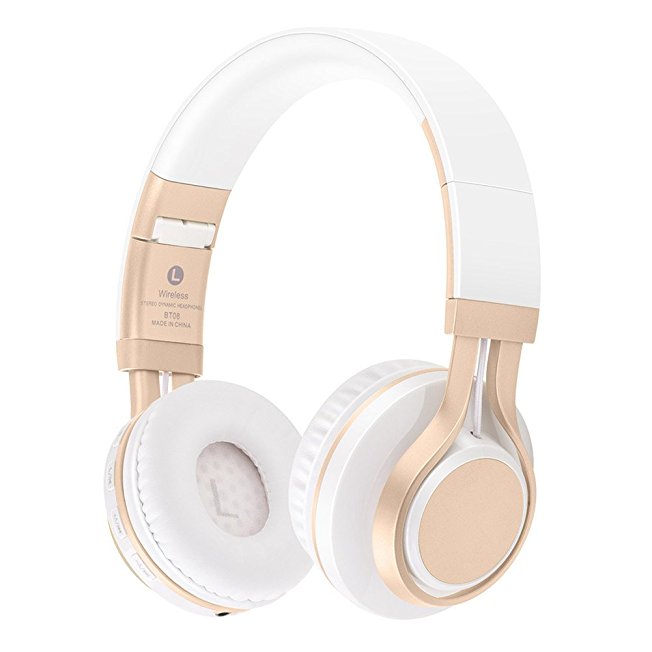 Bluetooth Wireless Headphones 4.0 with Mic Stereo Noise Cancelling Waterproof Foldable Headset BT08 (White)