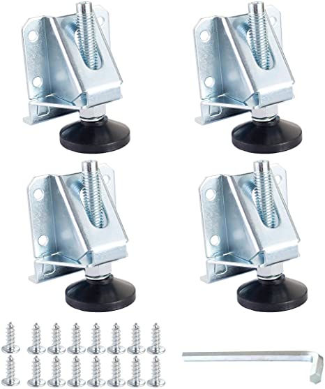 POWERTEC, 4-Pack 71136 Heavy Duty Kit | 4 Pack | Leveler Legs with Installation Screws and Lock Nuts for Cabinets Furniture Shelves Tables