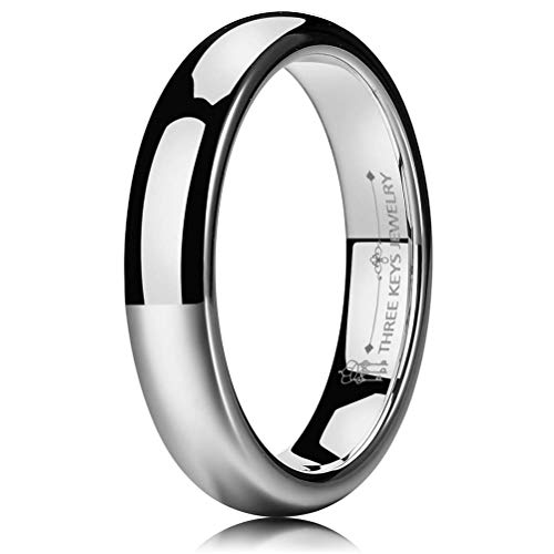THREE KEYS JEWELRY 2mm 4mm 6mm 8mm Tungsten Ring for Women Men Rose Gold Silver Polished Promise Ring Band