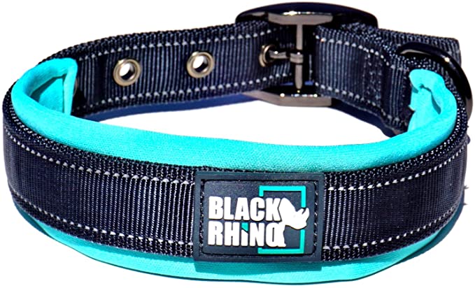 Black Rhino - The Comfort Collar Ultra Soft Neoprene Padded Dog Collar for All Breeds - Heavy Duty Adjustable Reflective Weatherproof