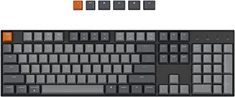 Keychron K10 Wireless Bluetooth/USB Wired Gaming Mechanical Keyboard, Hot-swappable Full Size 104 Keys RGB LED Backlight N-Key Rollover for Mac Windows, Gateron G Pro Red Switch