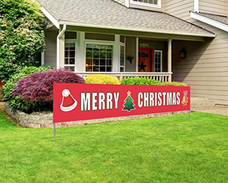 Merry Christmas Banner | Large Xmas Sign | Huge Xmas House Home Outdoor Party Decoration