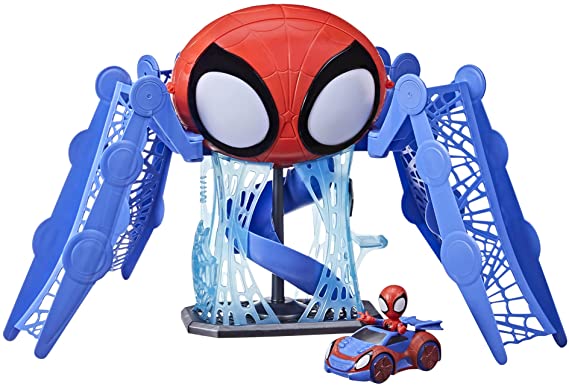 Marvel Spidey and His Amazing Friends Web-Quarters Playset with Lights and Sounds, Includes Spidey Figure and Vehicle, for Kids Ages 3 and Up