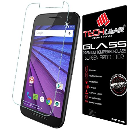TECHGEAR® Motorola Moto G (3rd Gen / 2015 Edition) GLASS Edition Genuine Tempered Glass Screen Protector Guard Cover (Moto G3)