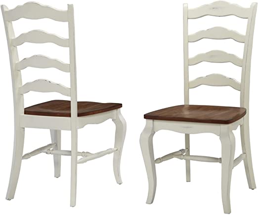 Home Styles French Countryside Oak/White Pair of Chairs with Distressed Oak and Rubbed White Finish