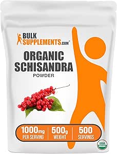 BulkSupplements.com Organic Schisandra Powder - Schisandra Supplement, Schisandra Organic Powder - from Schisandra Berry, Gluten Free - 1000mg per Serving, 500g (1.1 lbs) (Pack of 1)