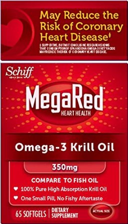 MegaRed Omega 3 Krill Oil 350mg Supplement 65 Count