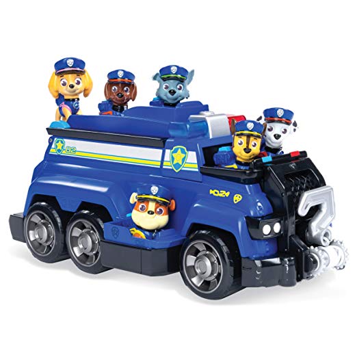 Paw Patrol, Chase’s Total Team Rescue Police Cruiser Vehicle with 6 Pups, for Kids Aged 3 & Up