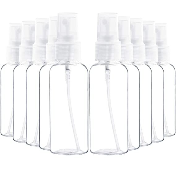 Youngever 20 Pack Plastic Spray Bottles, Refillable Plastic Spray Bottles with Lids, Clear Empty Fine Mist Plastic Mini Travel Bottles (2 Ounce)