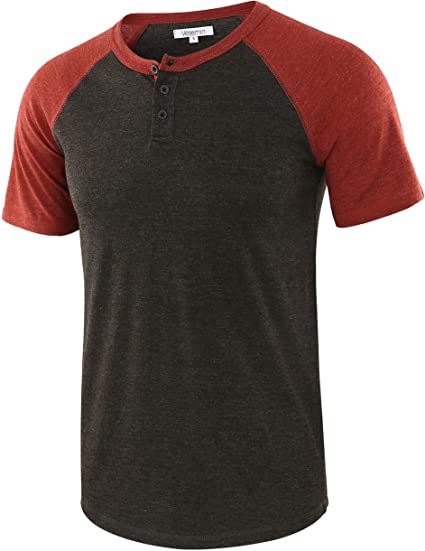 Vetemin Men's Casual Short Sleeve Raglan Henley T-Shirts Baseball Shirts Tee