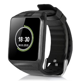 iRULU Bluetooth Touch Screen Smart Watch SIM Insert Anti-lost Phone Mate Black