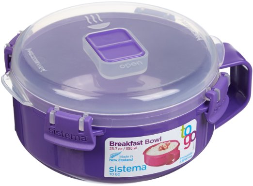 Sistema To Go Collection Microwave Breakfast Bowl, 28.7 Ounce/ 3.6 Cup, Assorted Colors