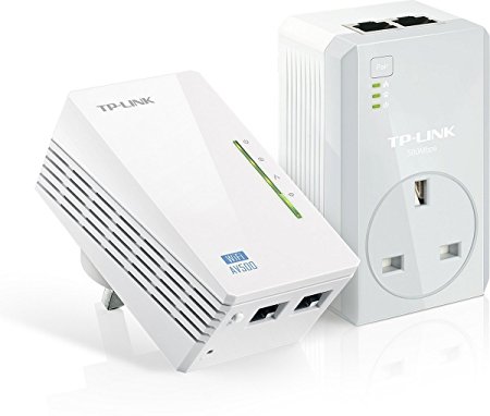 TP-LINK TL-WPA4226KIT AV500 Powerline 300 M Wi-Fi Extender/Wi-Fi Booster/Hotspot with AC Pass Through for Smartphones/Tablets/Laptop