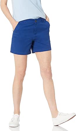 Amazon Essentials Women's Mid-Rise Slim-Fit 5 Inch Inseam Khaki Short (Available in Straight and Curvy Fits)