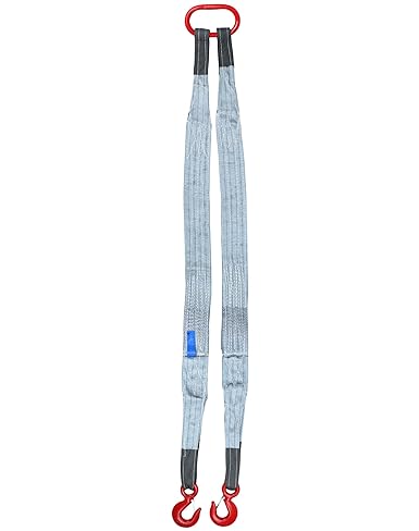 QWORK Two Leg Bridle Web Sling, 6.56Ft 17636 lbs Capacity Steel Sling, 2 Leg Industrial Grab Hook