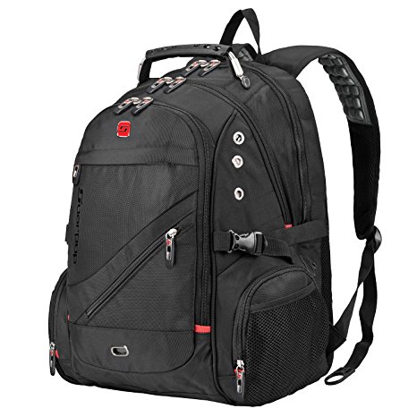Soarpop BB4348MBK Laptop Backpack Rucksack, Black Backpack, Best Fit 15.6 Inch Laptop