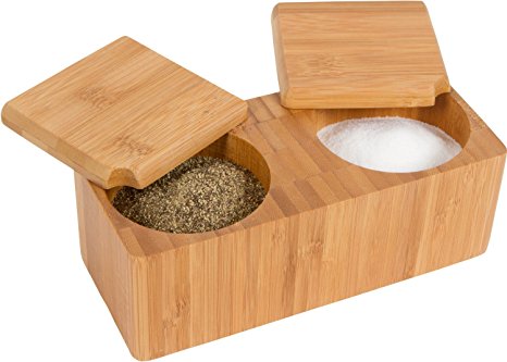 Trademark Innovations Bamboo Salt and Pepper Box