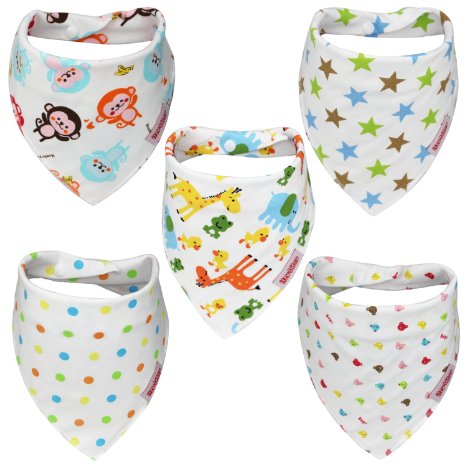 Itzy Bitsy Baby Bandana Drool Bibs Unisex 5-Pack Gift Set 100 Absorbent Cotton for Boys and Girls Cute Bandana Bib Perfect Baby Gifts - 100 Satisfaction Guarantee
