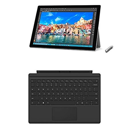 Microsoft Surface Pro 4 12.3 inch Tablet with Pen (Intel Core i5-6300U 2.4 GHz, 8 GB RAM, 256 GB SSD, Integrated Graphics, Windows 10 Pro) and Microsoft Surface Pro 4 Type Keyboard - Black/Silver