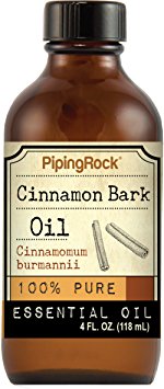 Piping Rock Cinnamon Bark 100% Pure Essential Oil 4 fl oz (118 mL) Cinnamomum Burnanii Therapeutic Grade