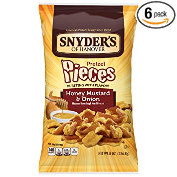Snyder's of Hanover Pretzel Pieces, Honey Mustard and Onion, 8 Ounce (Pack of 6)
