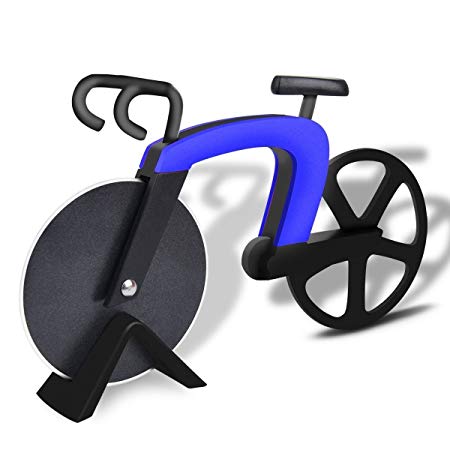 Bangy Bicycle Pizza Cutter Wheel Kitchen & Dinning Non-stick Stainless Steel Pizza Slicer (Blue)