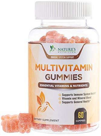 Multivitamin Gummies High Potency Adult Vitamin Gummy - Natural Complete Daily Supplement - Made in USA - Best Vegan Multi with Vitamins A, C, E, B6, B12 for Men and Women, Non-GMO - 60 Gummies