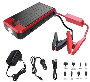 PowerAll PBJS16000-RS Rosso Red/Black Portable Power Bank and Car Jump Starter - 16,000mAh - 600A