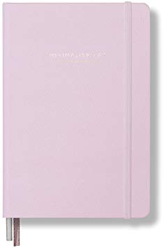 Minimalism Art, Premium Edition Notebook Journal, Pocket B6 4.5 x 6.5 inches, Dotted Grid Page, Hard Cover, 124 Numbered Pages, Gusseted Pocket, Ribbon Bookmark, Ink-Proof Paper 120gsm (Pink)