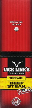 Jack Link's Premium Cuts Beef Steak, Teriyaki, Jumbo, 2-Ounce (Pack of 12)