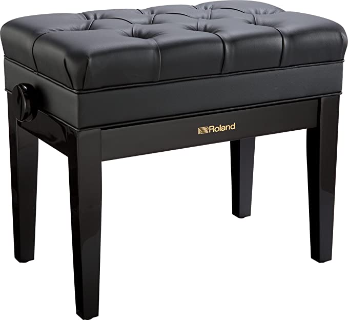 Roland RPB-500PE Piano Bench with Vinyl Seat and Music Compartment, Polished Ebony