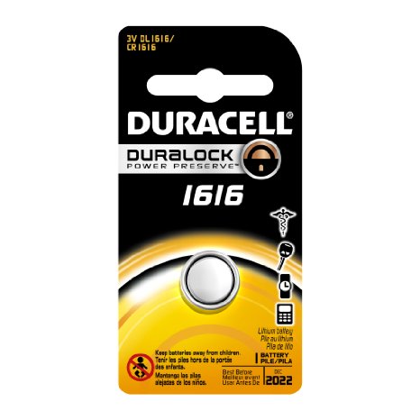 Duracell DL1616BPK Watch  Electronic  Keyless Entry Battery 30 Volt Lithium