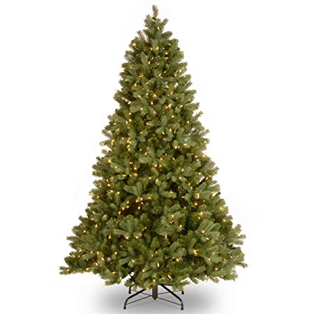 National Tree 7 Foot "Feel Real" Downswept Douglas Fir Tree with 700 Clear Lights, Hinged (PEDD3-312-70)