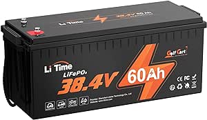 LiTime 36V 60Ah Golf Cart LiFePO4 Lithium GC2 Battery, Built-in 120A BMS, Max. 15000 Deep Cycle, Max. Power 4.6kW and Support 2C Discharge, Perfect for Golf Cart, RV, Trolling Motor, Marine etc.