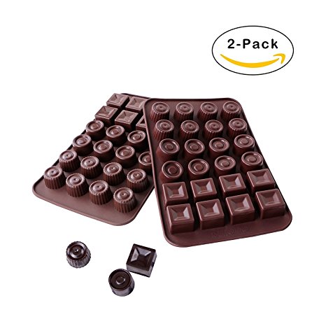 Webake 2-pack Silicone Chocolate Mold, 3 Shape Candy Molds (24-cavity)