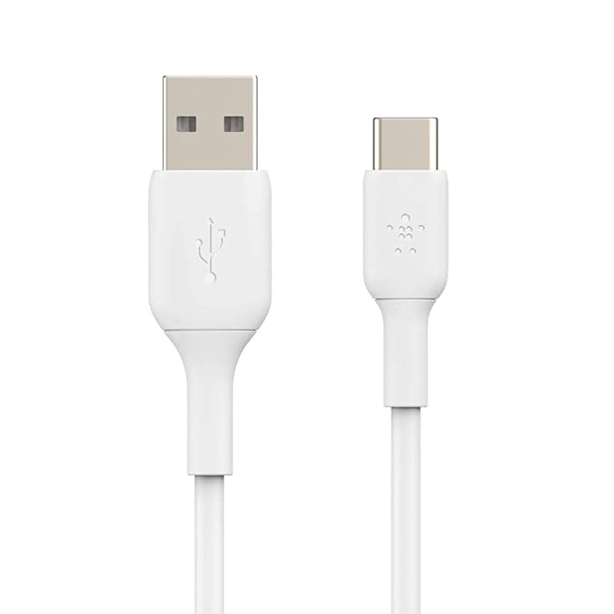 Belkin USB-C to USB-A PVC 6.6 Feet (2 Meter) Fast charging Type C Cable, for iPhone 15 Series and other USB-C Devices, Tough and Durable, 60W PD, USB-IF Certified - White