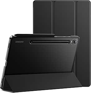 JETech Hülle für Samsung Galaxy Tab S10 Ultra/Tab S9 Ultra 14,6, Dünn Transluzent Rückseite Tri-Fold Folio Ständer Tablet Schutzhülle, Unterstützung S Pen Aufladung (Schwarz)