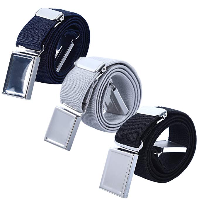 Boy Kids Magnetic Buckle Belt - Adjustable Elastic Children's Belts for Girls, 3 Pieces