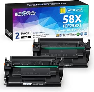 58X CF258X Toner Cartridge [with Chip] Compatible Replacement for 58A CF258A Toner Cartridge HP M404n M404dn M404dw MFP M428dw M428fdn M428fdw M406dn M430f Printer (Indicate Ink Level), 2 Black