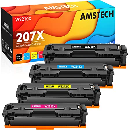Amstech 207X Compatible Toner Cartridge for HP 207X 207A 207 Color LaserJet Pro MFP M283fdw M255dw M283fdn M282nw M255nw W2210X W2210A W2211X W2212X W2213X Ink (Black Cyan Yellow Magenta,4-Pack)