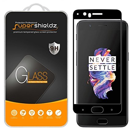 [2-Pack] Supershieldz for OnePlus 5 Tempered Glass Screen Protector, [Full Screen Coverage] Anti-Scratch, Bubble Free, Lifetime Replacement Warranty (Black)